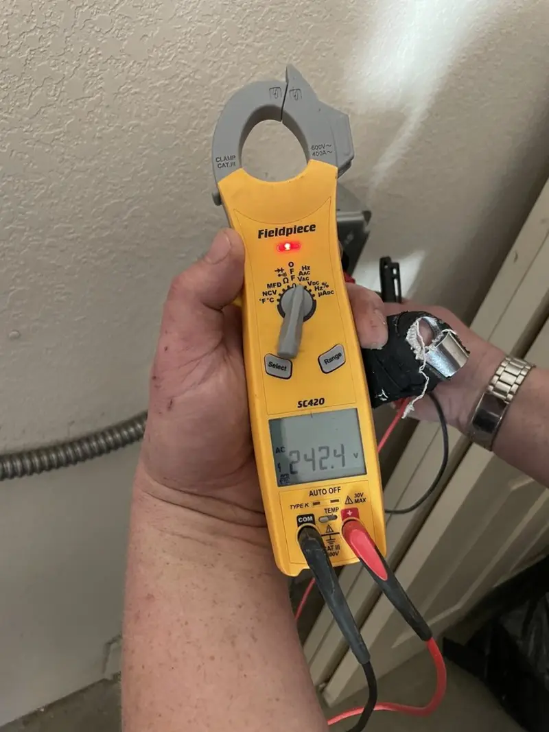 Voltage testing with clamp meter during Aluminum Wiring Replacement in Fairview